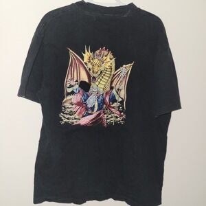 VTG Thrashed WCW World Championship Wrestling T-Shirt Dragon Wizard Size XL